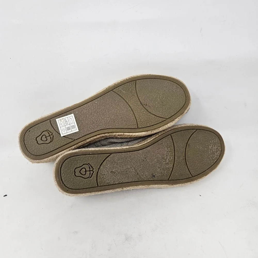 Skechers Bobs Espadrille Flats Taupe Metallic Memory Foam Slip Ons 34101 7.5